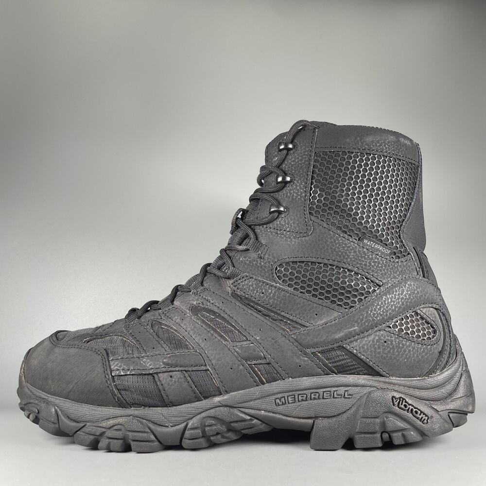 Merrell Moab 2 Men's 12 Wide Black 8" Waterproof Tactical Boots Outdoor Boot EUC
